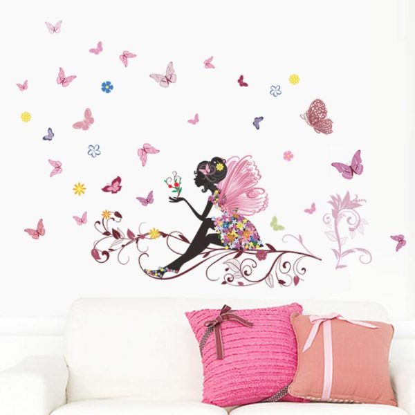 Pink Wing Black Fairy Wall Sticker