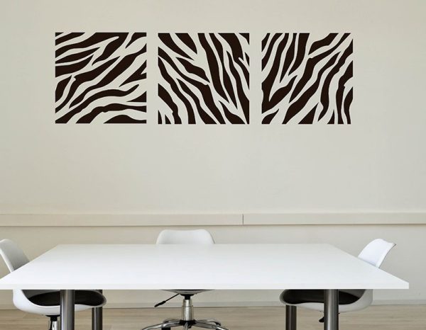 3 piece zebra vinyl wall sticker