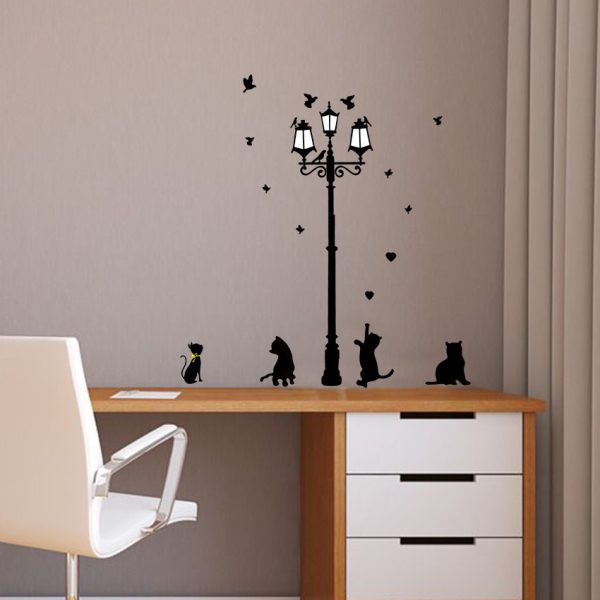 Cat and lamp wall sticker