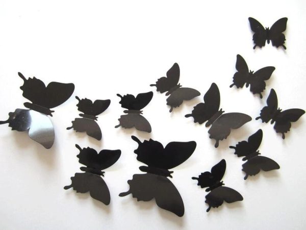 Pack of 12 Black butterflies