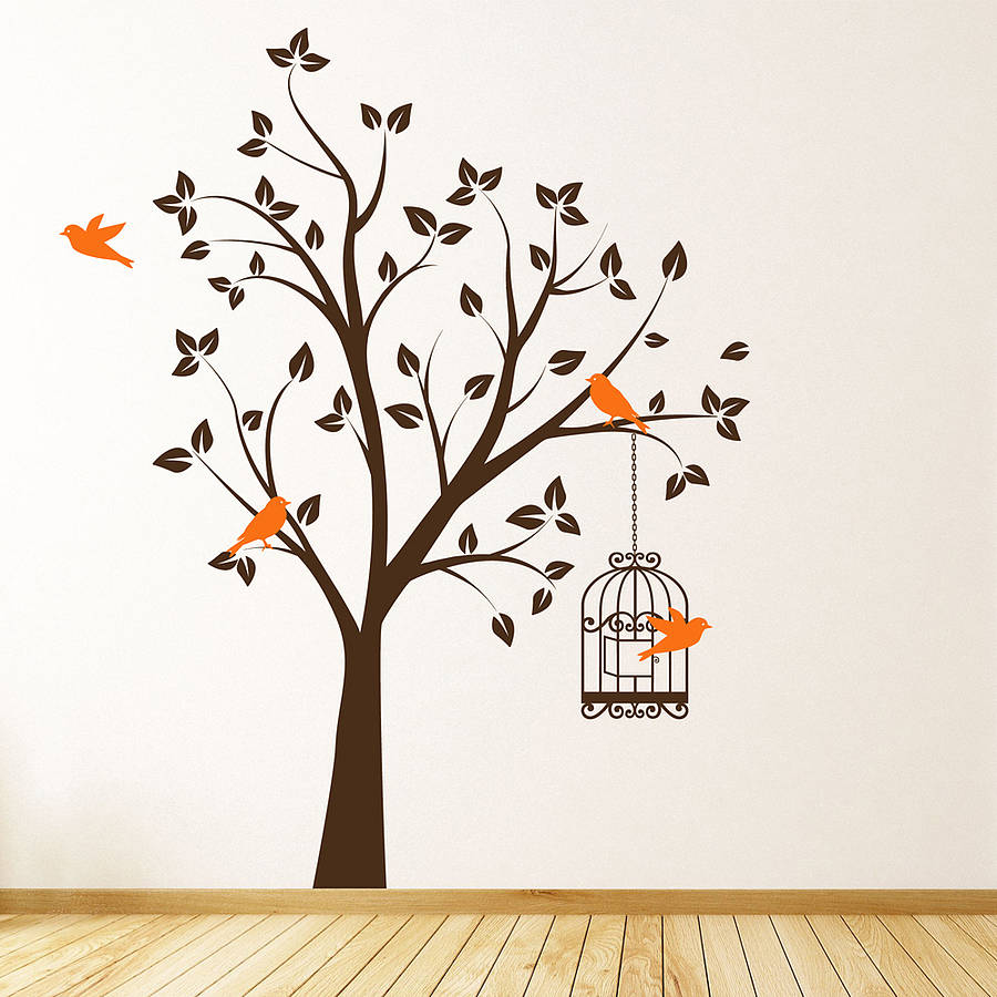 Tree Birds cage Wall Sticker
