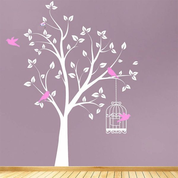 Tree Birds cage Wall Sticker