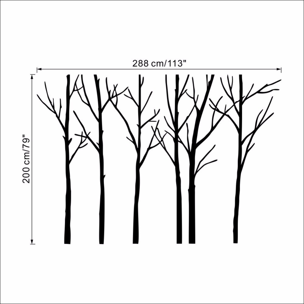 Extra large Black dry trees wall sticker