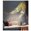 Flying paired Golden feathers wall sticker
