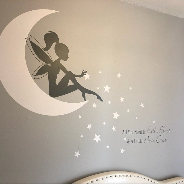 Fairy on moon wall sticker