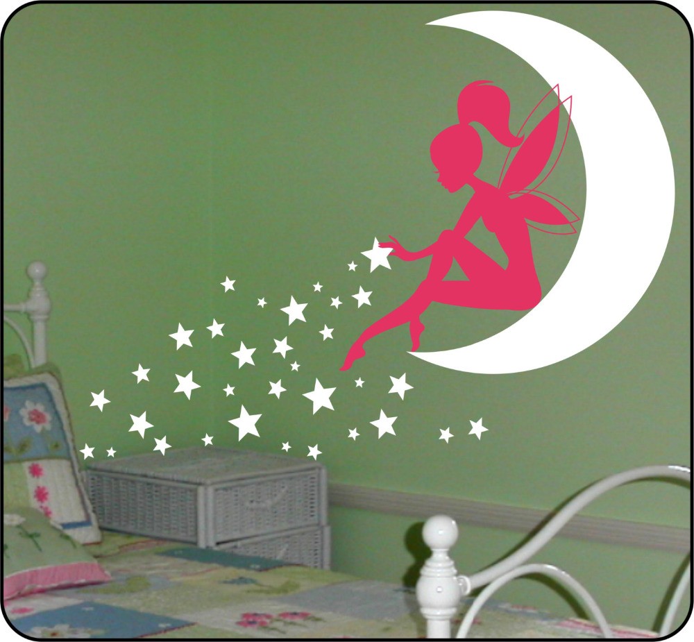 pink fairy on white moon