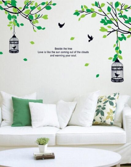 Green Leaves Cage Wall Sticker