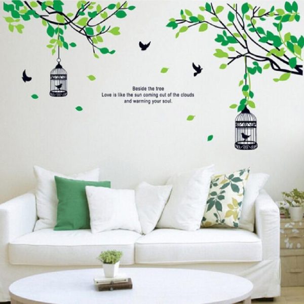 Green Leaves Cage Wall Sticker