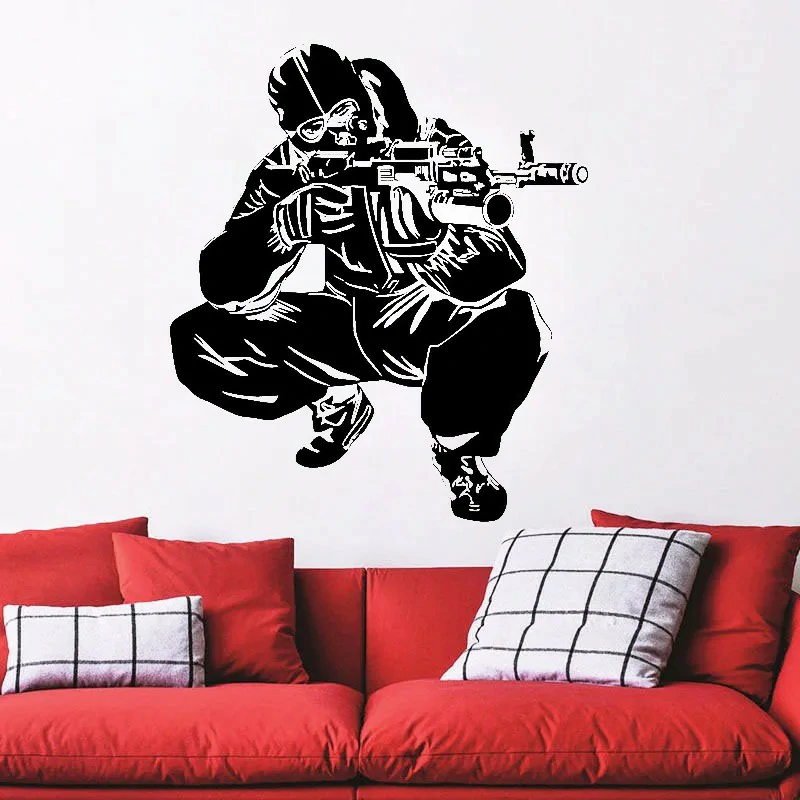 Army Special Forces AK 47 Military For Boys Room Home Decor Wall Sticker 3