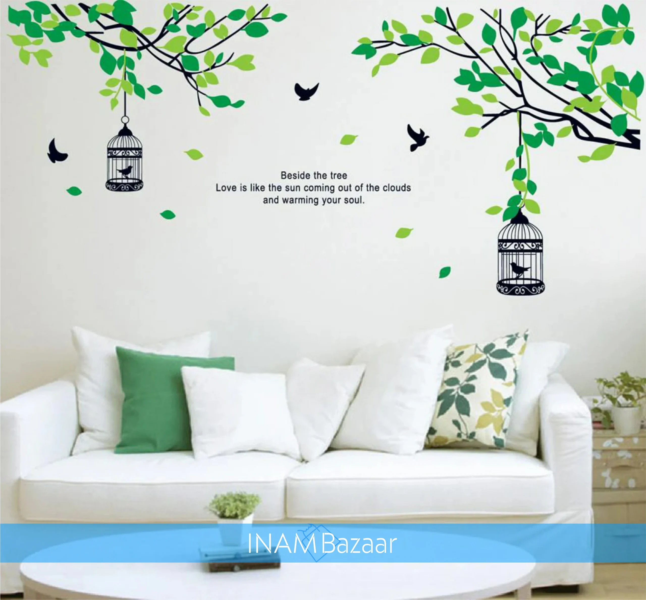 Green Leaves Cage Wall Sticker in Pakistan